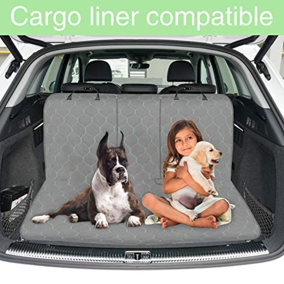 BABYLTRL Waterproof Dog Rear Seat Cover, Middle Armrest & Seat belt (Gunmetal) - Picture 7 of 9